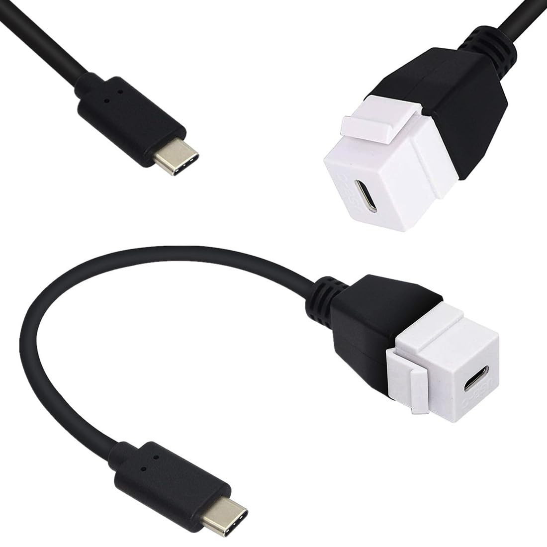 USB-C 3.1 Keystone Jack Inserts Cable,Usb 3.1 Type C Male to Female for Wall Pla