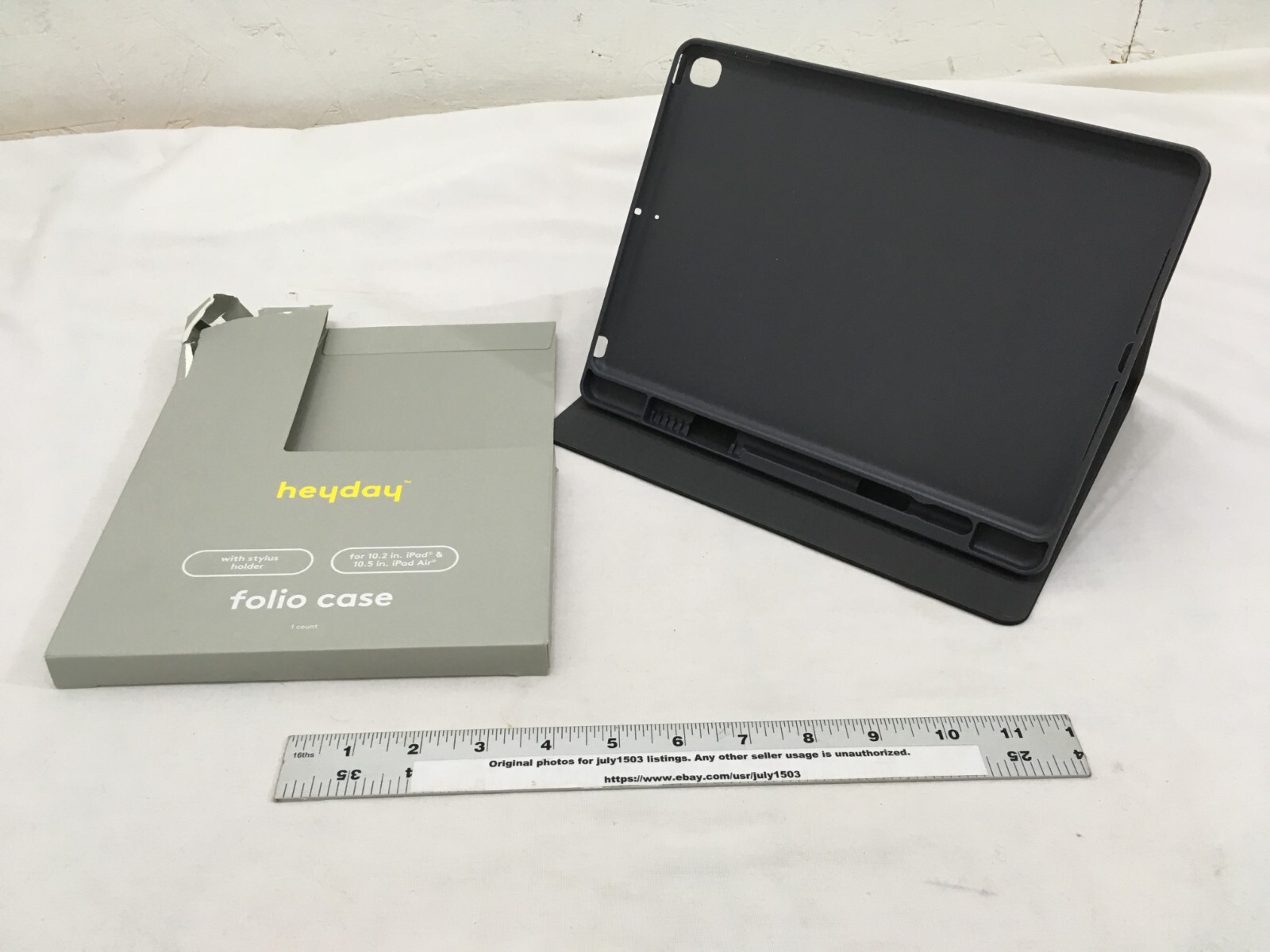 NEW Heyday Folio Case w/Stylus Holder for 10.2" iPad & 10.5" iPad Air - BLACK ob