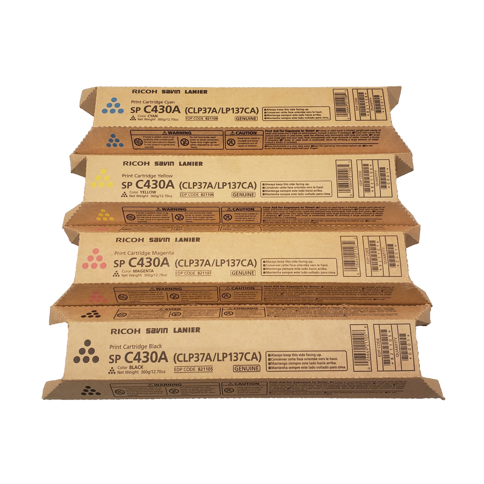 RICOH Aficio SP C430A Color Toner Set C Y M K (821105, 821106, 821107, 821108)