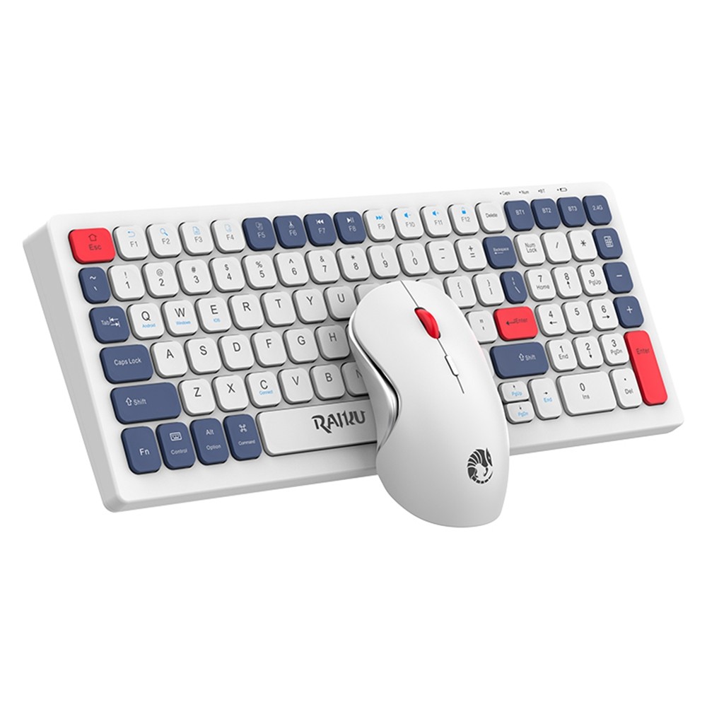 Wireless Keyboard & Mouse Combo, Rechargeable, Bluetooth & 2.4G, Office Set