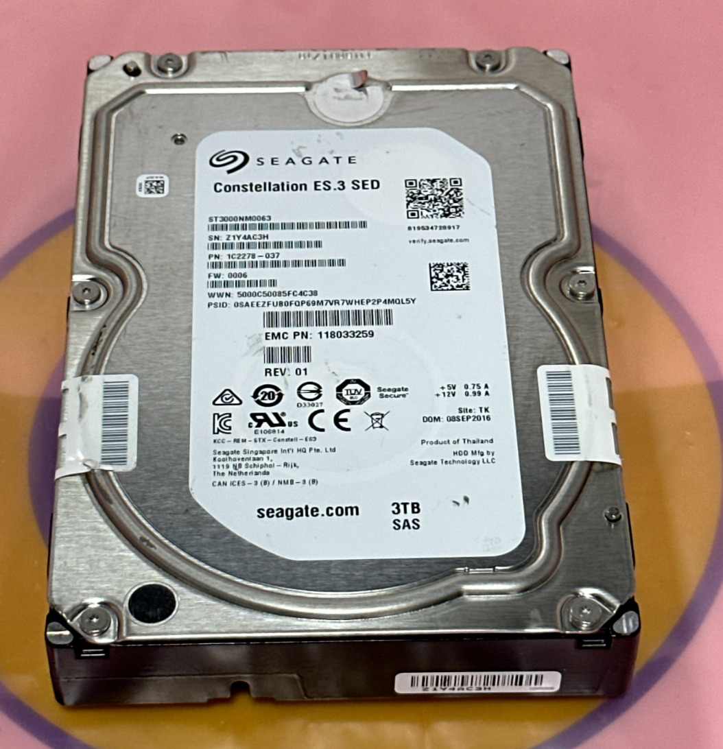 EMC 118033259 Isilon 3TB 6Gbps SAS SED Drive Only