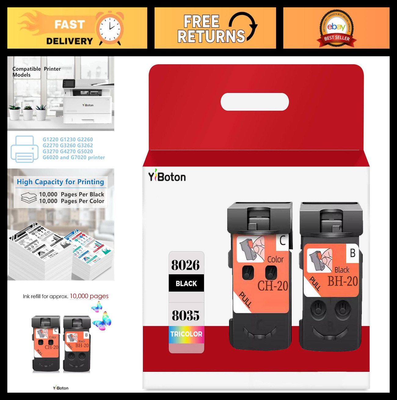 Printhead Replacement for Canon MegaTank G Series Printers - Ink Cartridges Set