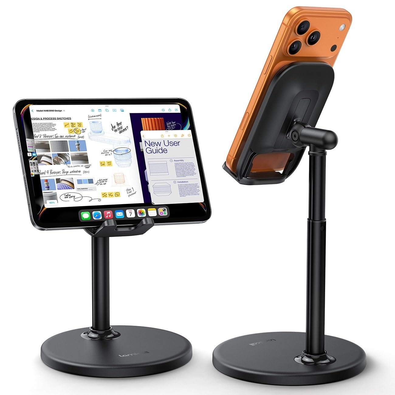 Lamicall Cell Phone Stand for Desk - [Height Angle] Adjustable Sturdy Black 