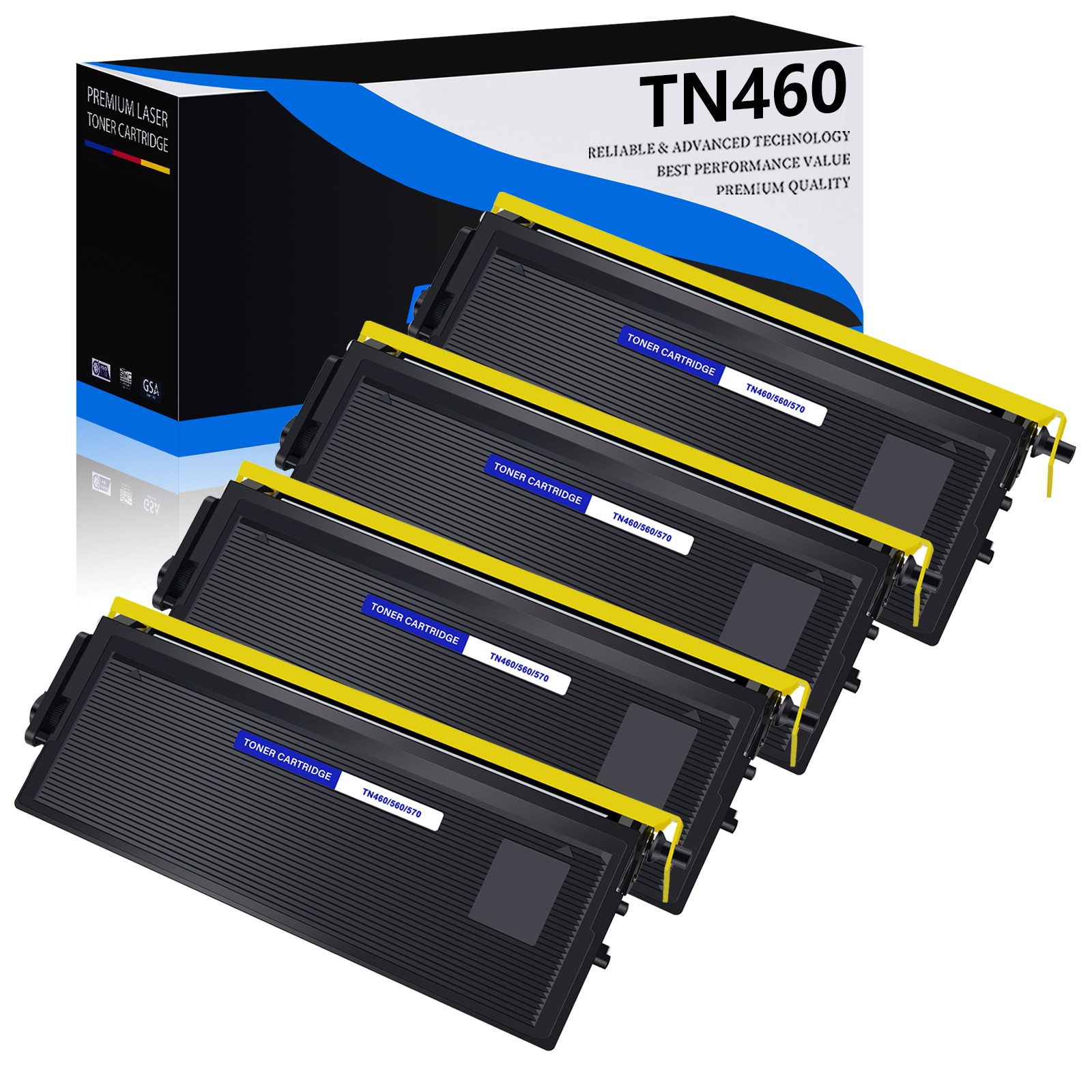 4PK High Yield TN460 Toner for Brother Intellifax 4100 4100e 4750 4750e 4750p