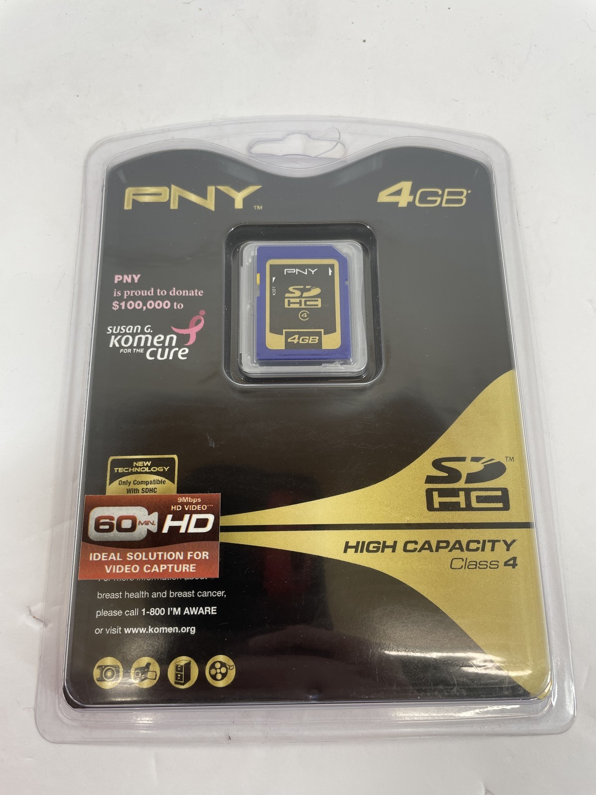 PNY 4GB SDHC Class 4 Memory Card High Capacity Video Capture Made in Japan NEW