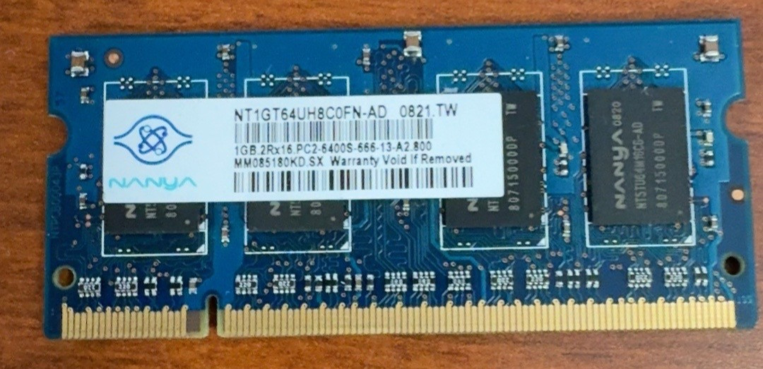 Nanya 1GB DDR2-800 PC2-6400S Laptop RAM SODIMM NT1GT64UH8C0FN-AD