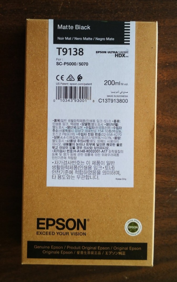 06/2024 New Genuine Epson T9138 Matte Black T913800 HDX Ink 200ml SC-P5000/5070