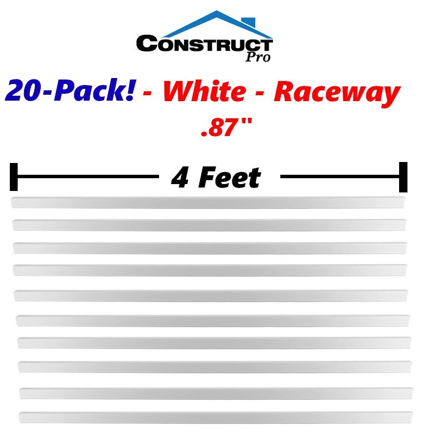 Construct Pro Raceway Cable Covers 4ft Sections x .87" 20-Pack White Bundle Lot