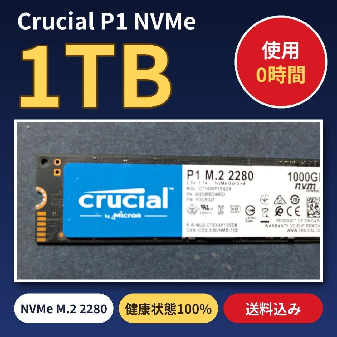 Crucial P1 1TB NVMe M.2 2280 SSD PCIe Solid State Drive Unused