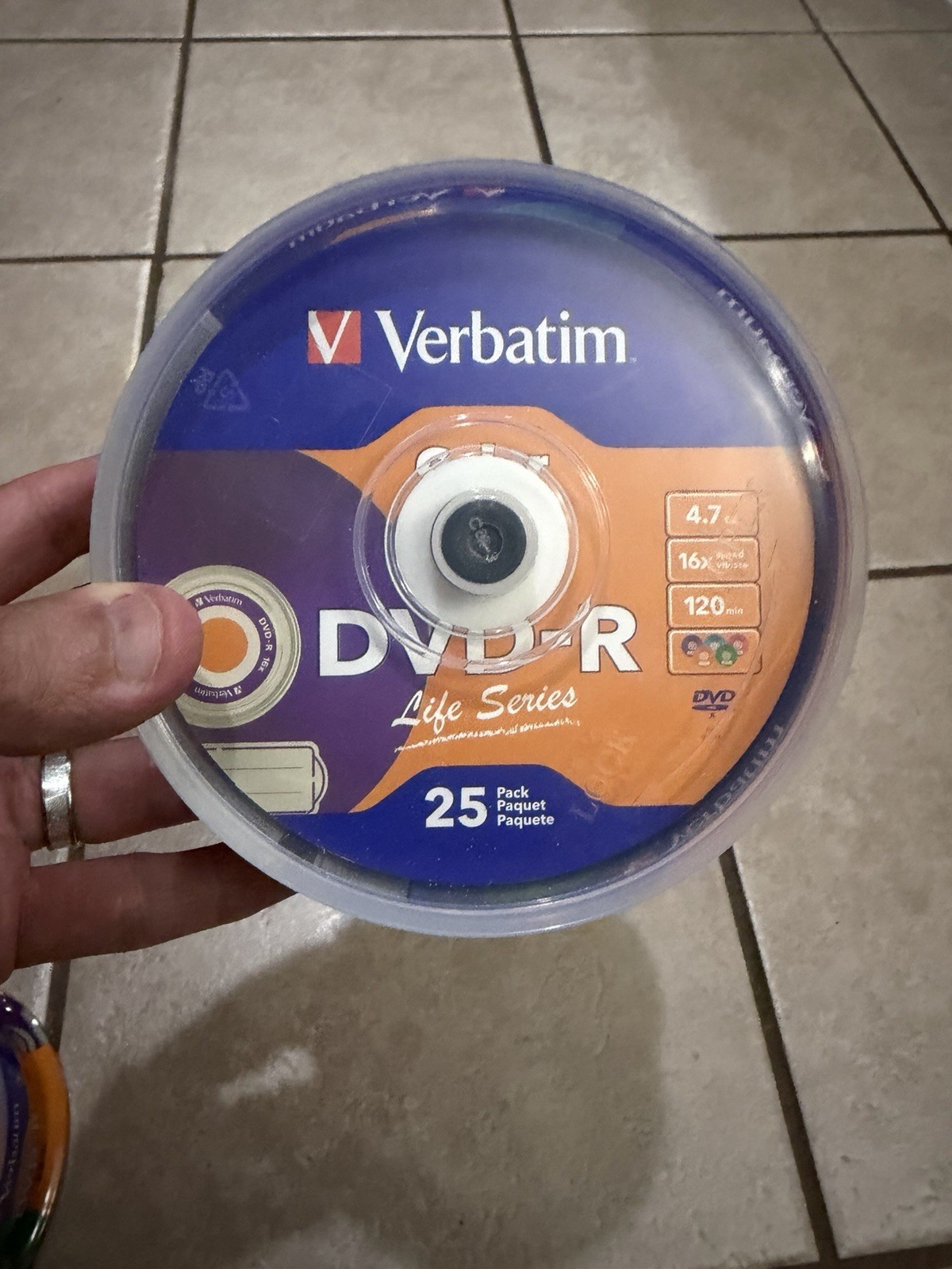 NEW/SEALED ~25 PACK~ VERBATIM DVD+R 4.7 GB 16x COLOR BACKGROUND Life Series