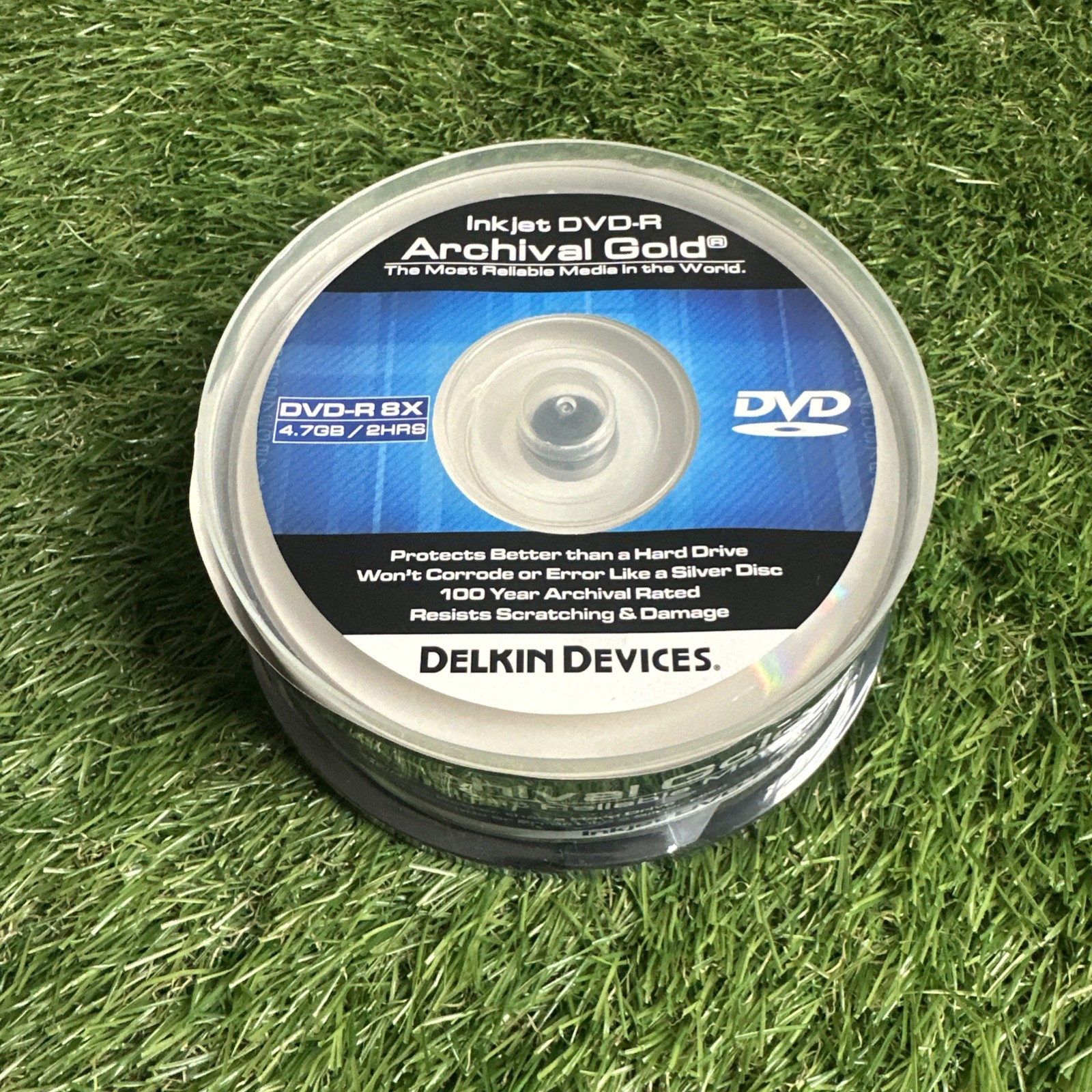 Delkin Devices Archival Gold Inkjet DVD-R 25 Pack The 100 Year Disc New Sealed