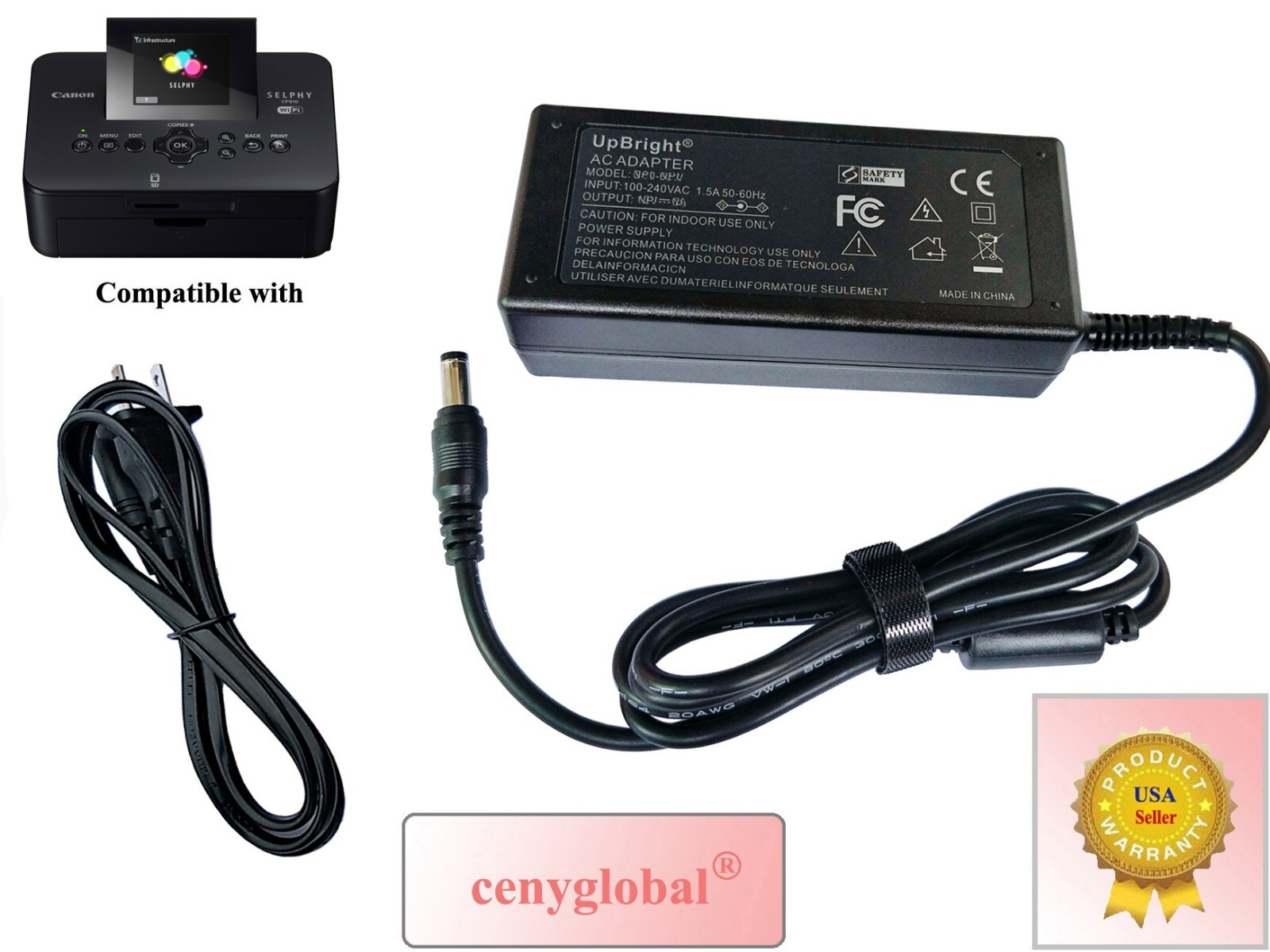 AC Adapter for Canon Selphy CP910 Compact Photo Printer CA-CP200 B Power Supply