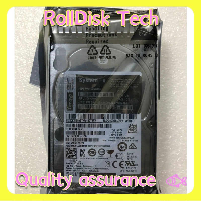 New IBM Lenovo 00NA496 00NA497 2TB SAS 12GB 2.5 Hard Drive X3650M5 X3850X6