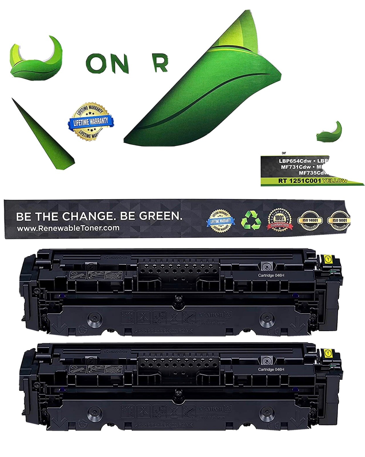 Renewable Toner Cartridge Replacement for Canon 046H MF735C MF733 Yellow 2 Pack
