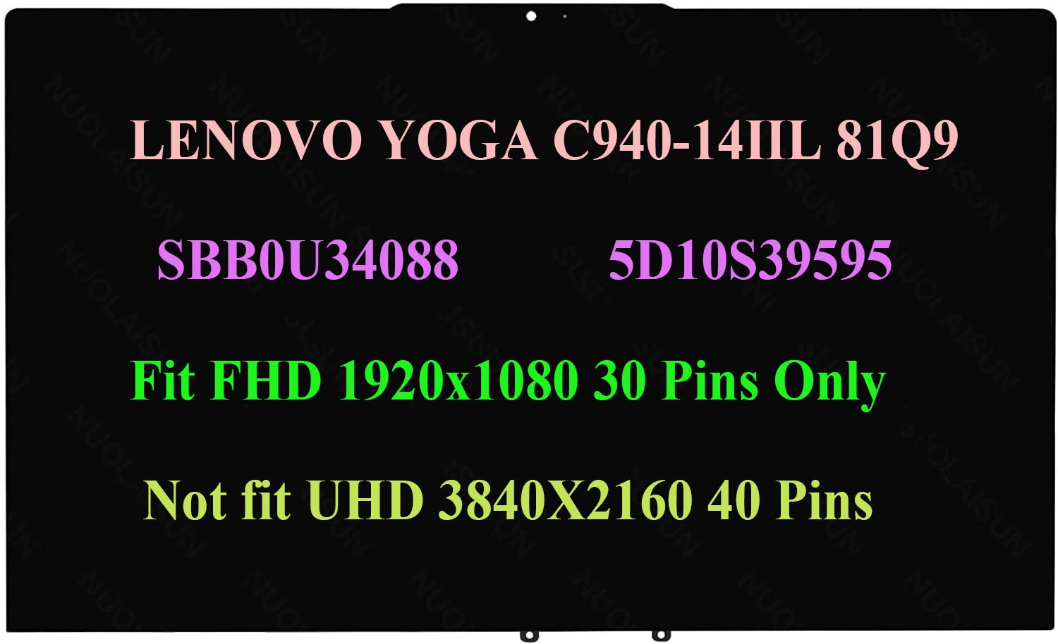 Original Lenovo Yoga C940-14IIL FHD Touch LCD Display Screen Module 5D10S39595