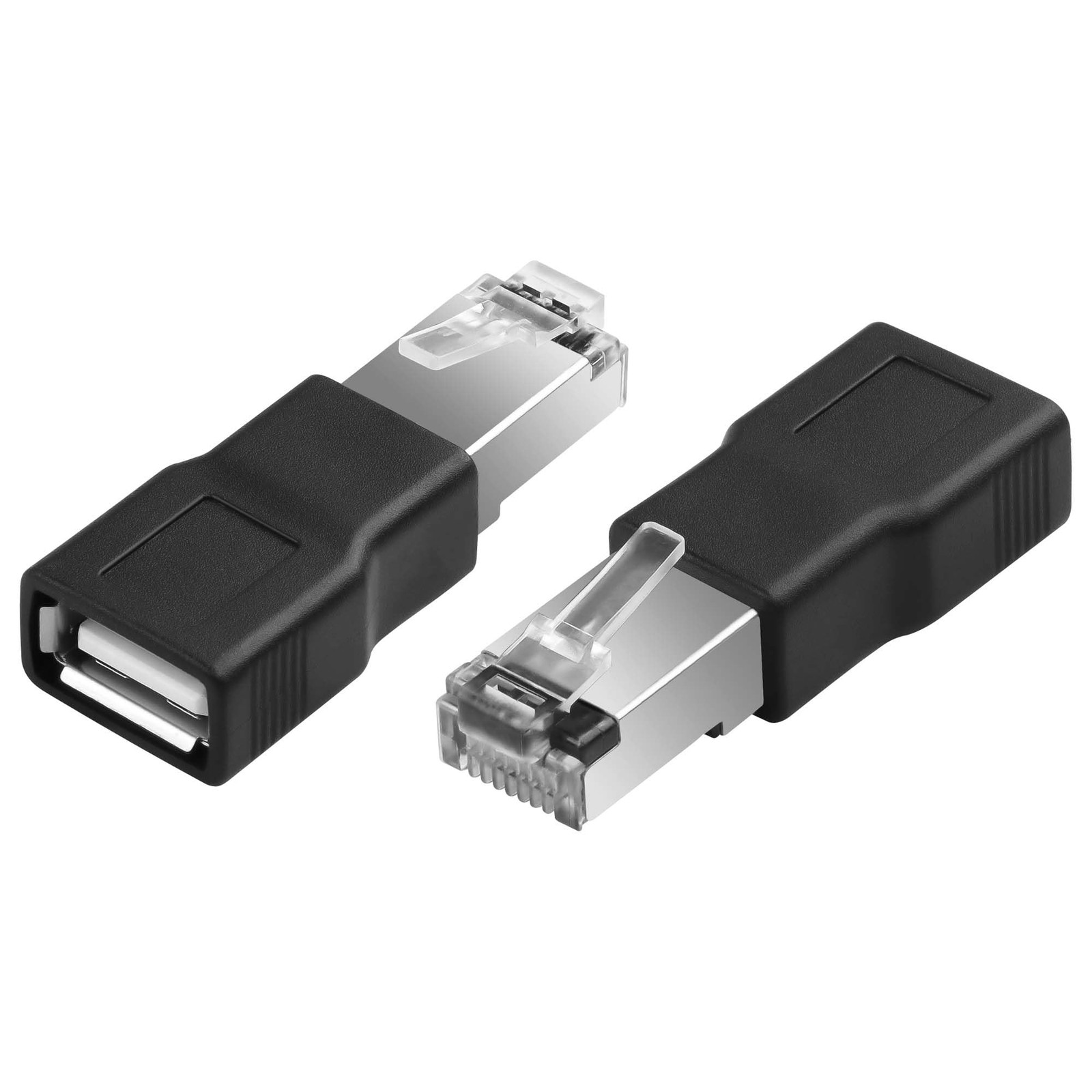 2 Pcs USB to RJ45 Ethernet Adapter Black USB2.0 Female to RJ45 8P4C Male Conv...