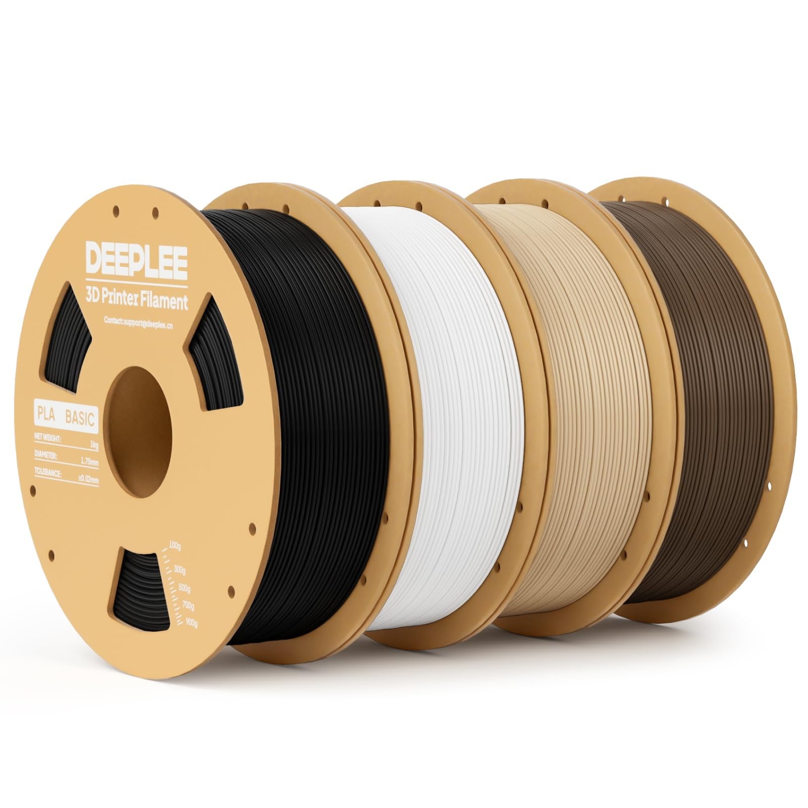 DEEPLEE PLA Basic 3D Printer Filament 4KG Black/White/Beige/Brown