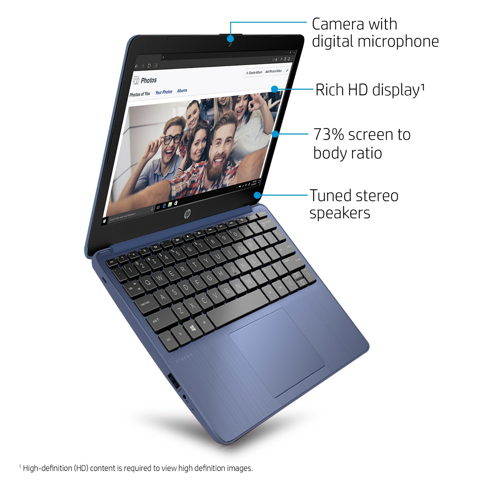 HP Stream 11.6"Celeron, 4GB RAM, 64GB, Windows 10 11- Royal Blue/ 