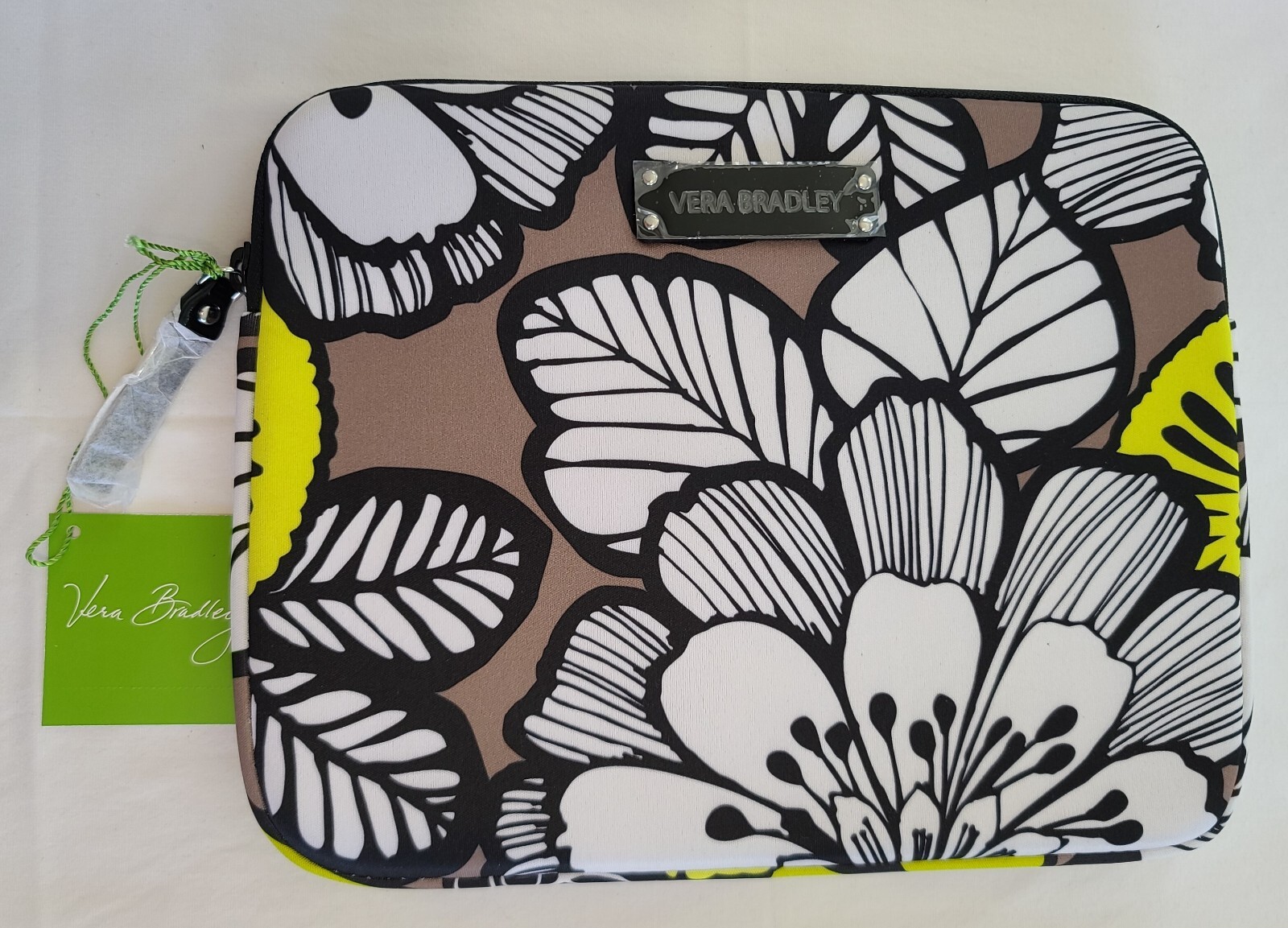 Vera Bradley Citron Neoprene Tablet eReader Sleeve 10x8 Padded Zipper N29