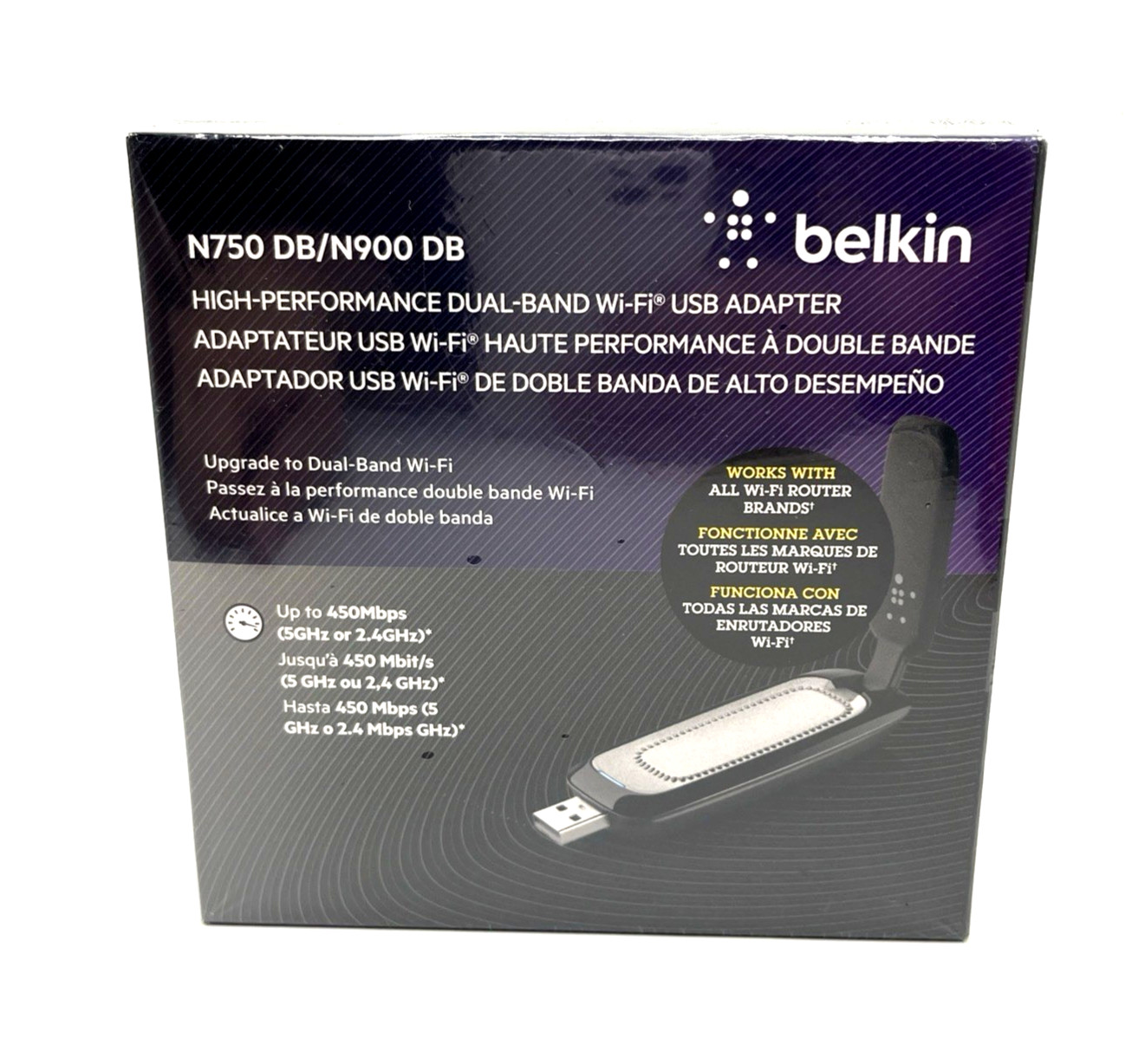 NEW Belkin N750 DB/N900 DB High-Performance Dual-Band WiFi USB Adapter SEALED