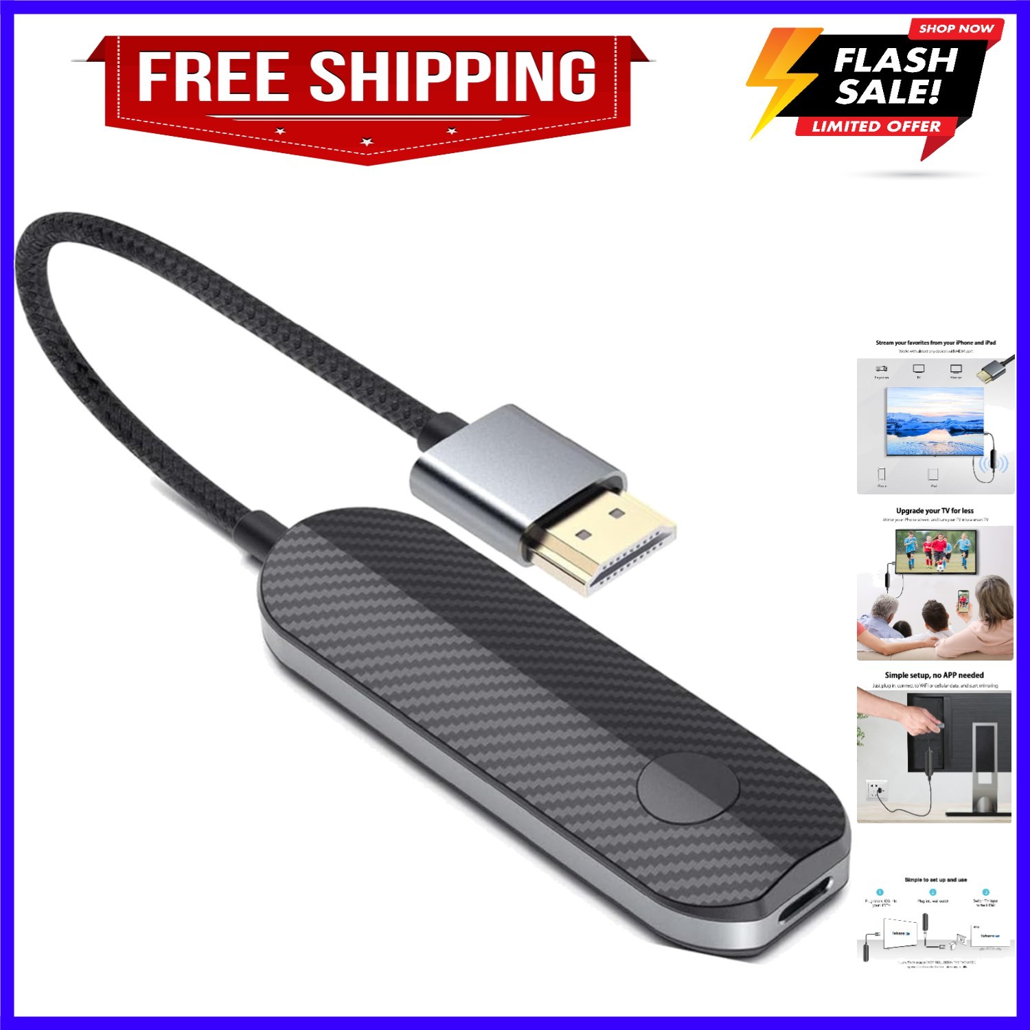 iOS Wireless HDMI Display Adapter iOS only, Streaming Device for All iPhone M...