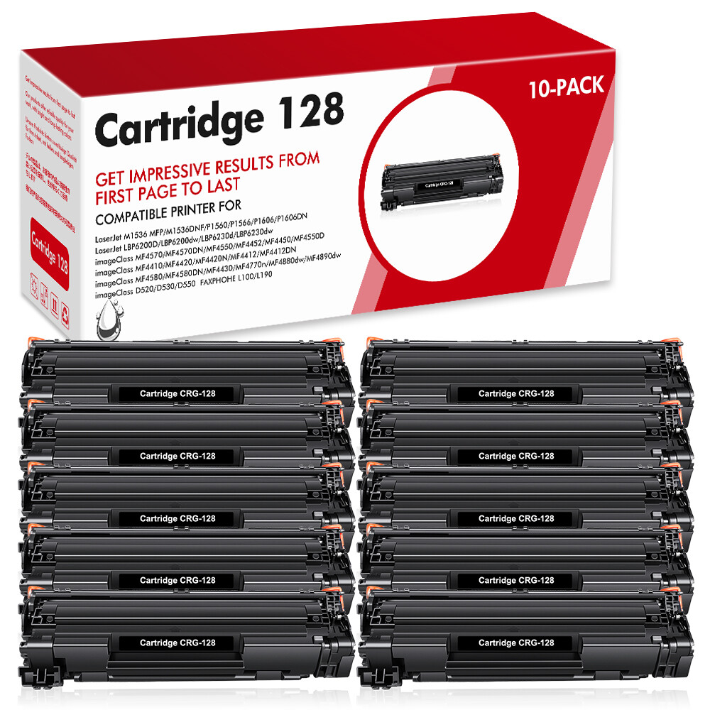 10PK Black Toner Cartridge For Canon 128 Imageclass D530 D550 LBP6200d LBP6200dw