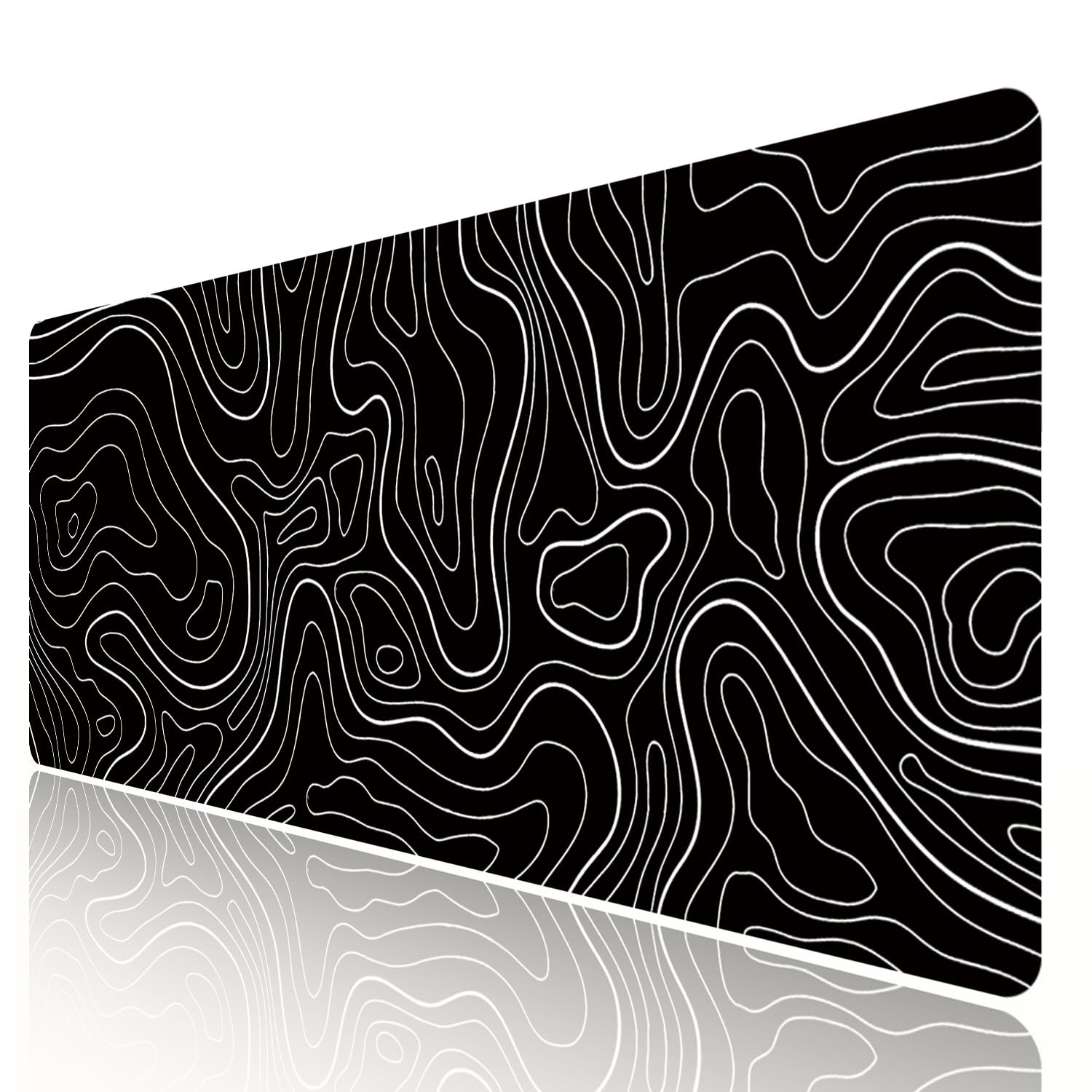 Large Gaming TOPO Keyboard Mouse Pad Black Topographic Mouse Pad with Anti-Sl...