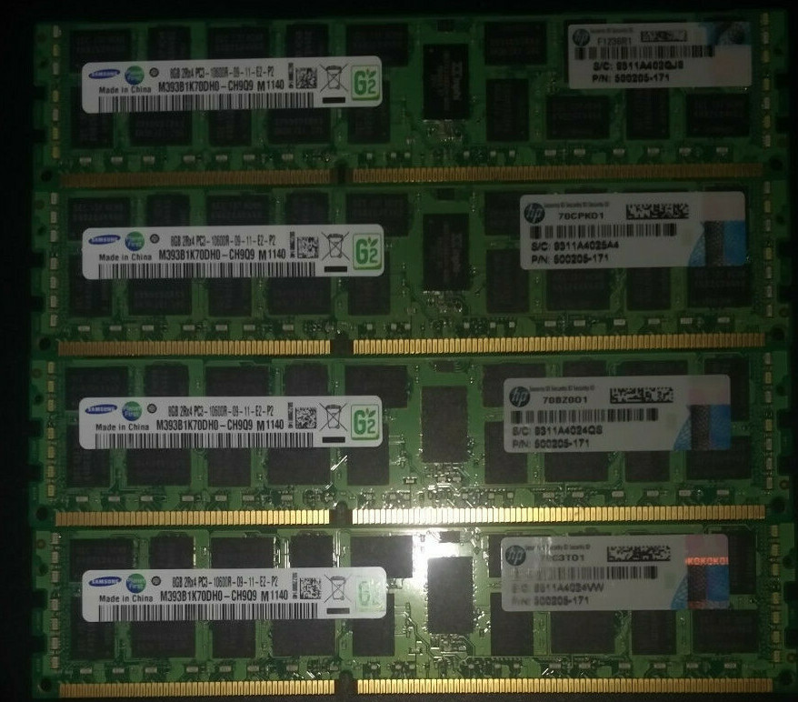 2 x 8GB Samsung PC3-10600R-09-10-E1-P2 RAM Memory 16GB 32GB 64GB 128GB