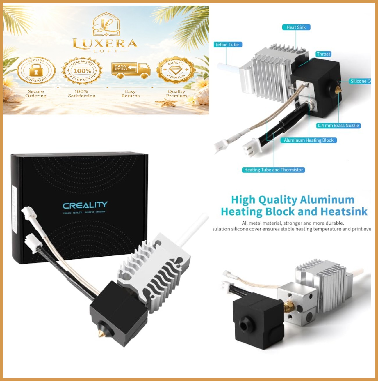 3D Printer Hotend Kit Ceramic Heating Block High Flow Extruder All Metal 260C