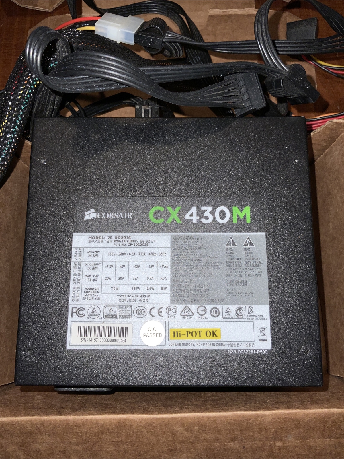 Corsair CX M Series CX430M 430W Semi Modular Power Module - CP-9020222-NA