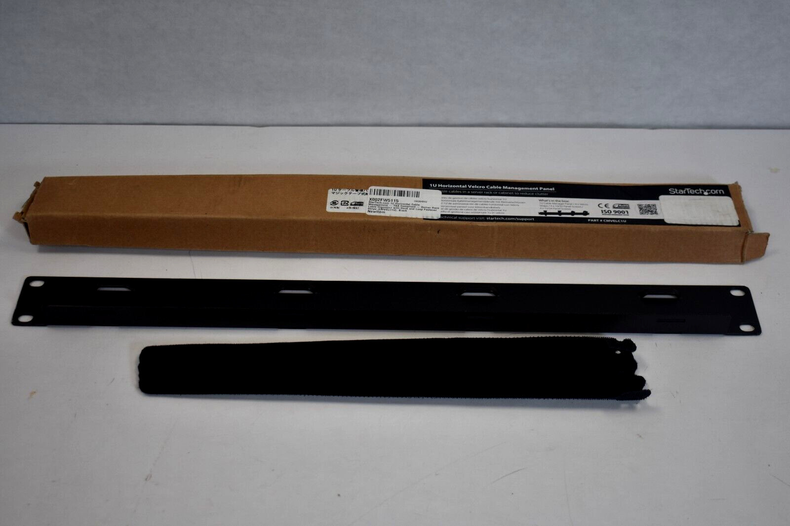 StarTech 1U Horizontal Hook & Loop Cable Management Panel CMVELC1U Black