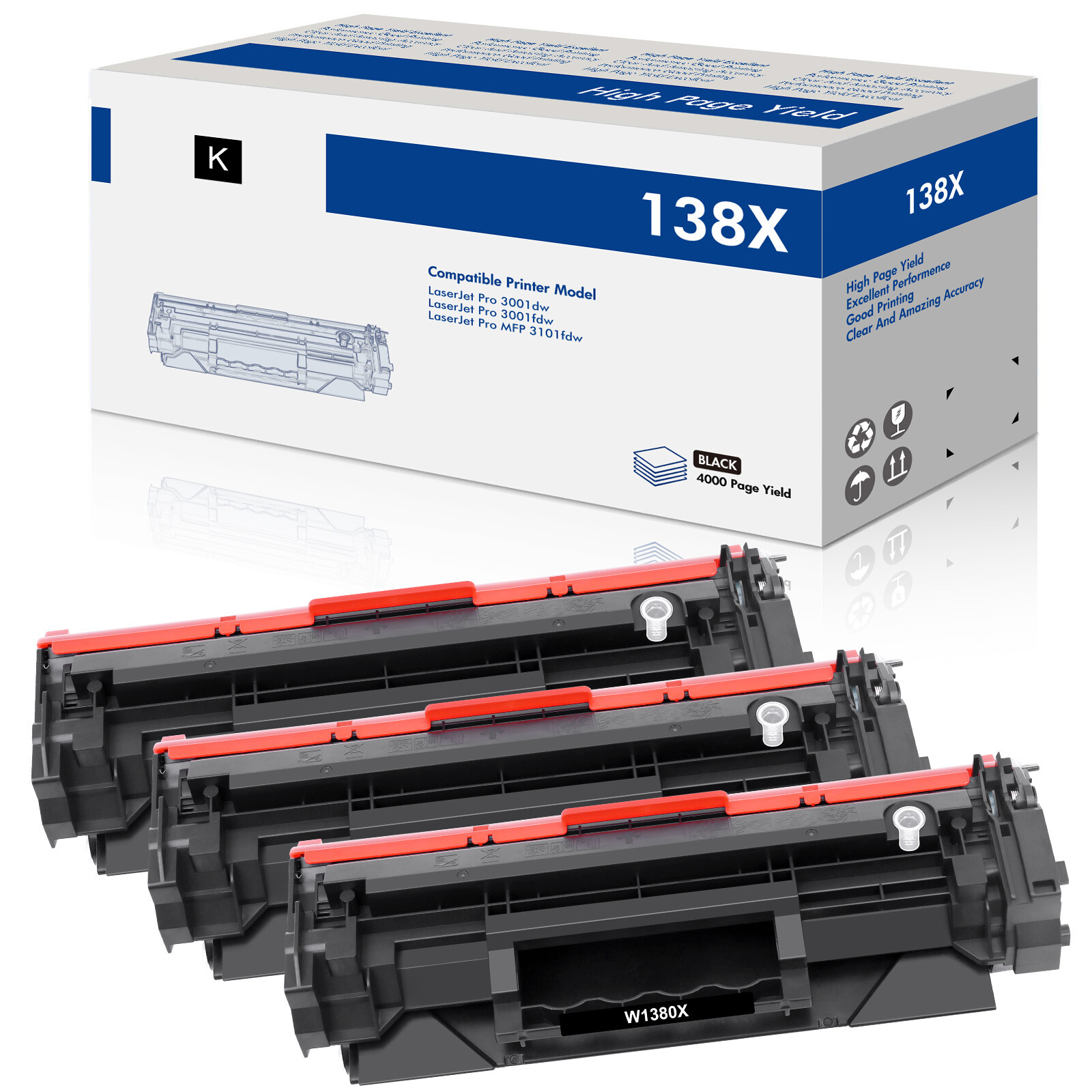 W1380X Toner Cartridge For 138X HP LaserJet Pro 3001dw 3001fdw MFP 3101fdw +CHIP