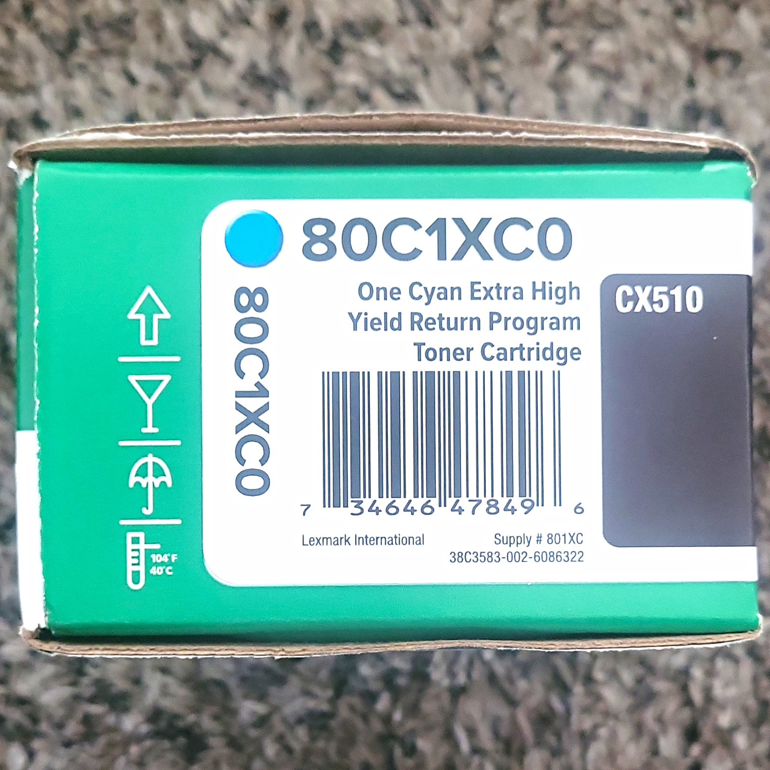 Lexmark 80C1XC0 Genuine Return Program Cyan Extra High Yield Toner CX510