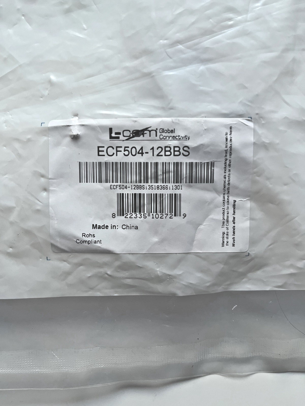 L-Com ECF504-12BBS Panel Mount Ethernet Cable New Sealed