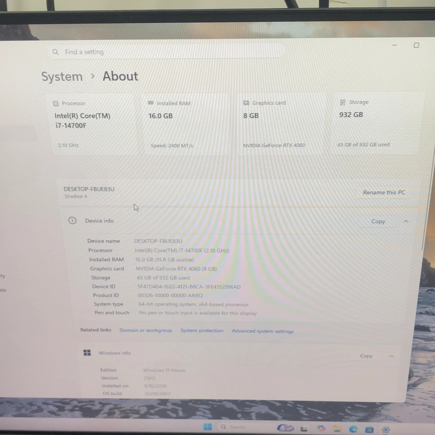 Skytech Custom PC Core i7-14700F 2.10GHz 16GB RAM 1TB SSD Gigabyte RTX 4060