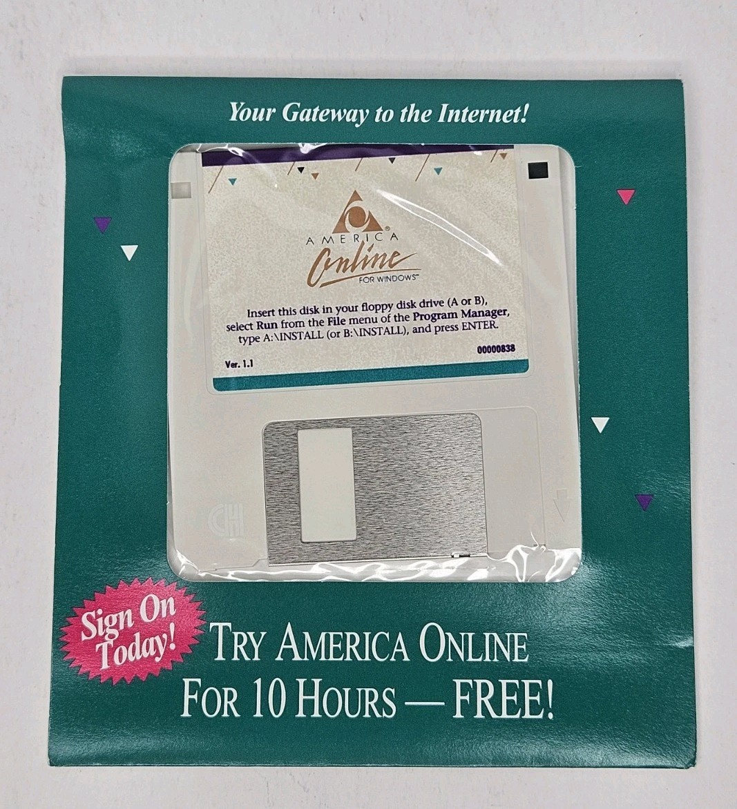 AOL America Online For Windows Version 1.1 NEW Sealed Mailer 3.5” Floppy Disk 