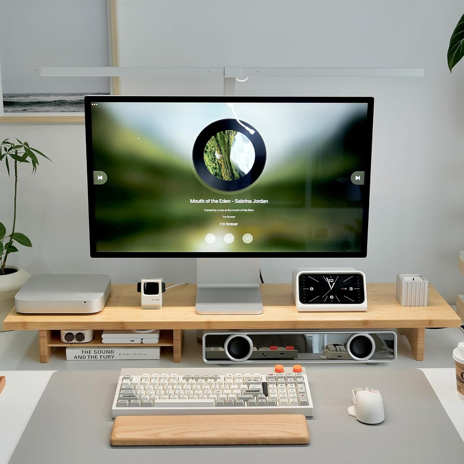 Bamboo Dual Monitor Stand Riser Natural, 2-Tier Desk Monitor Riser for 2 Monitor
