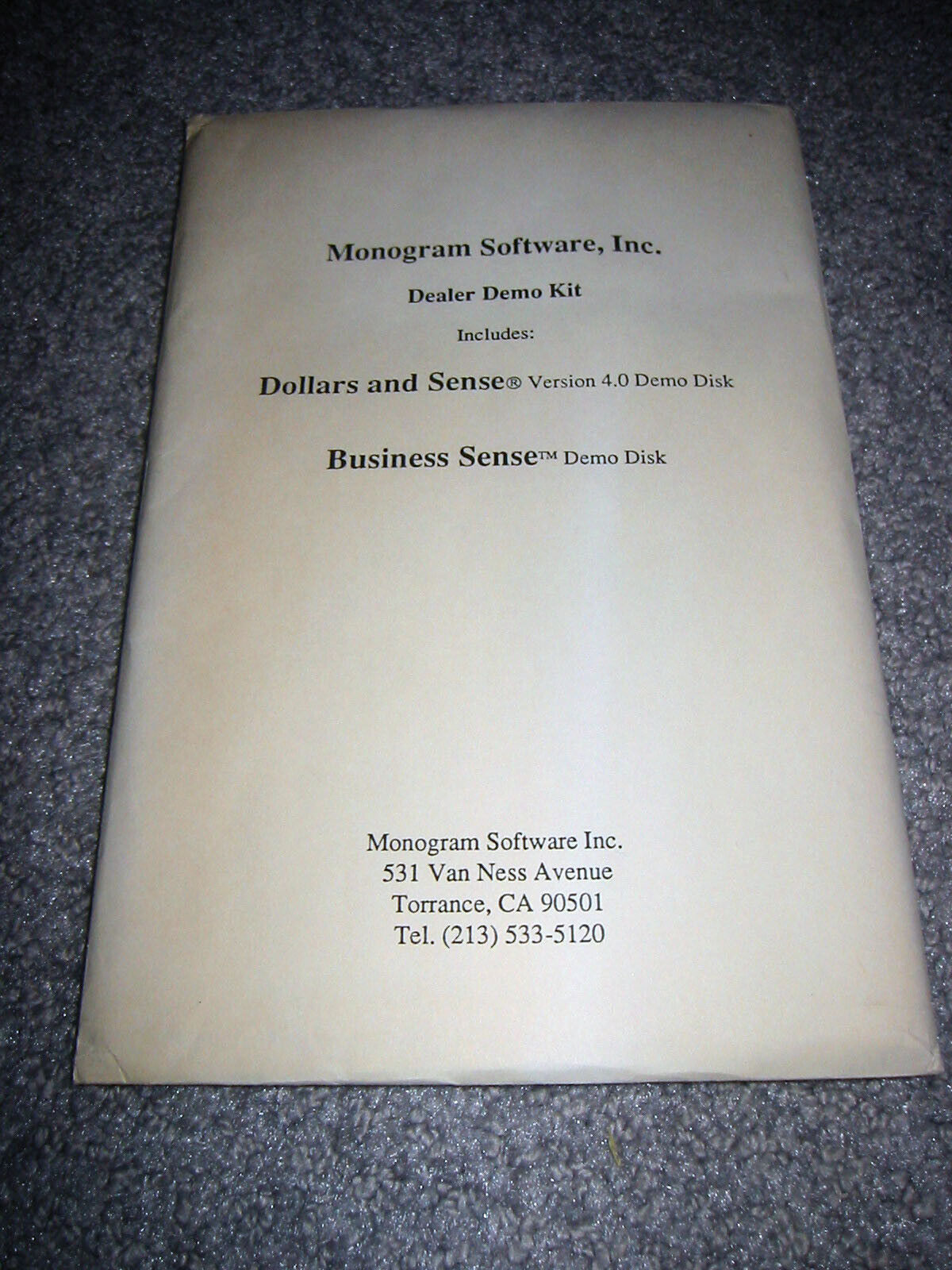 Monogram Software Dealer Demo Kit - Dollars and Sense & Business Sense, Apple II