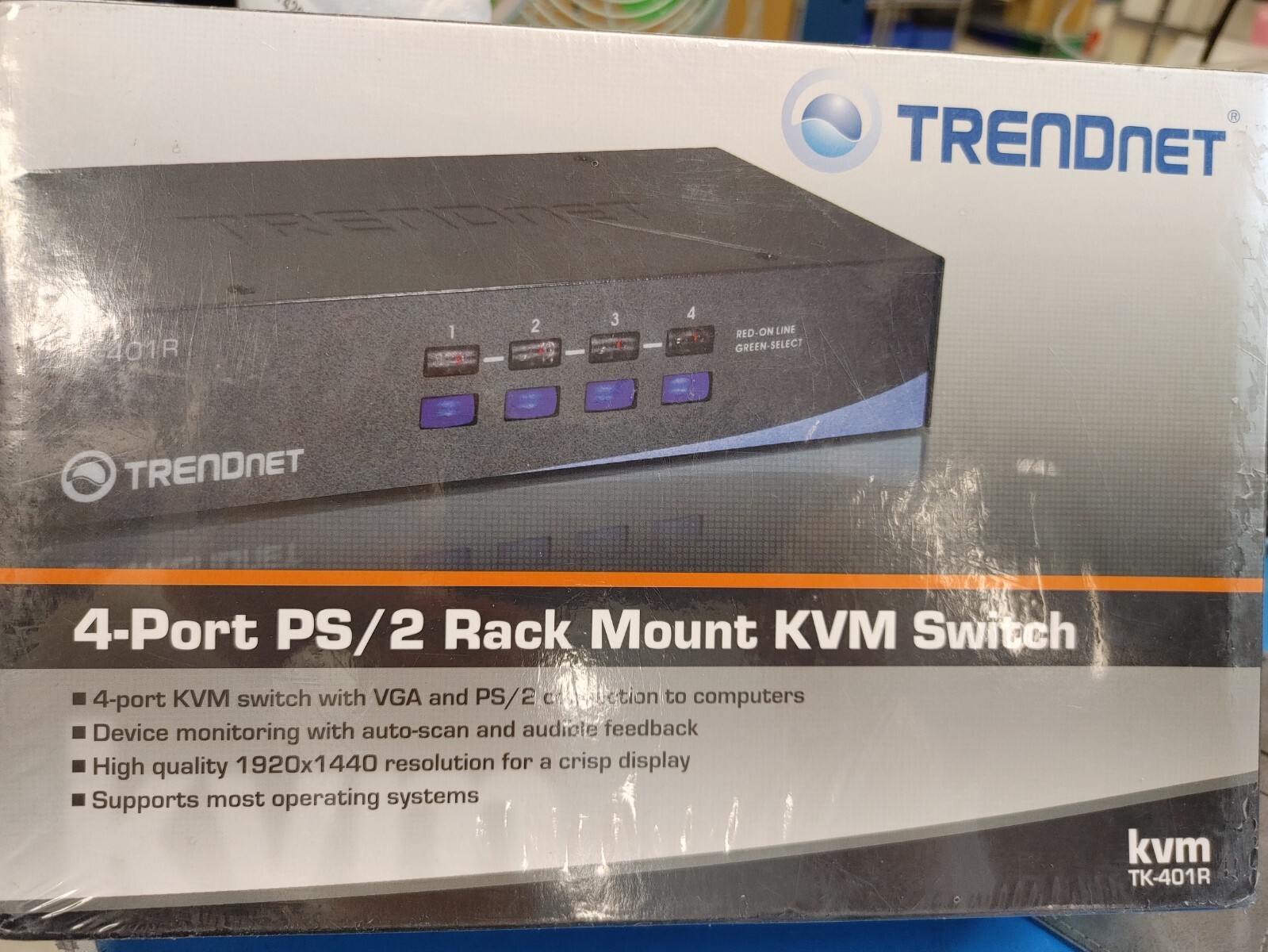 New Sealed TRENDnet TK-401R 4 Port VGA PS/2 Computer KVM Switch
