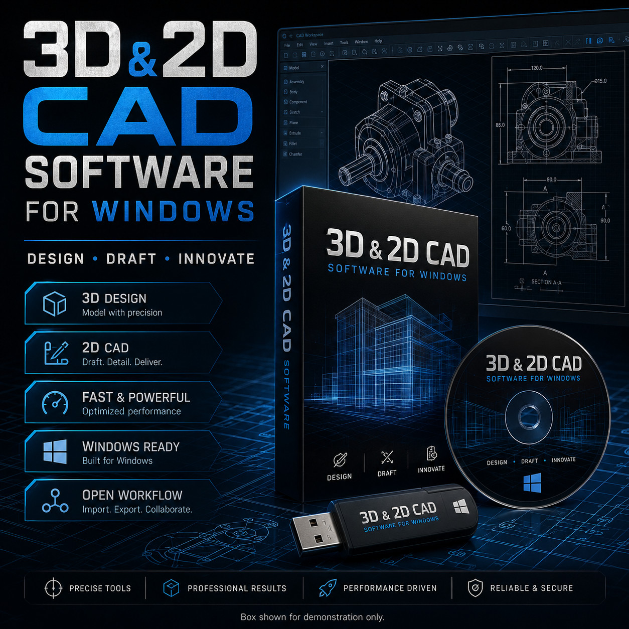 Windows CAD Design Software 2D Drafting 3D Modeling Media
