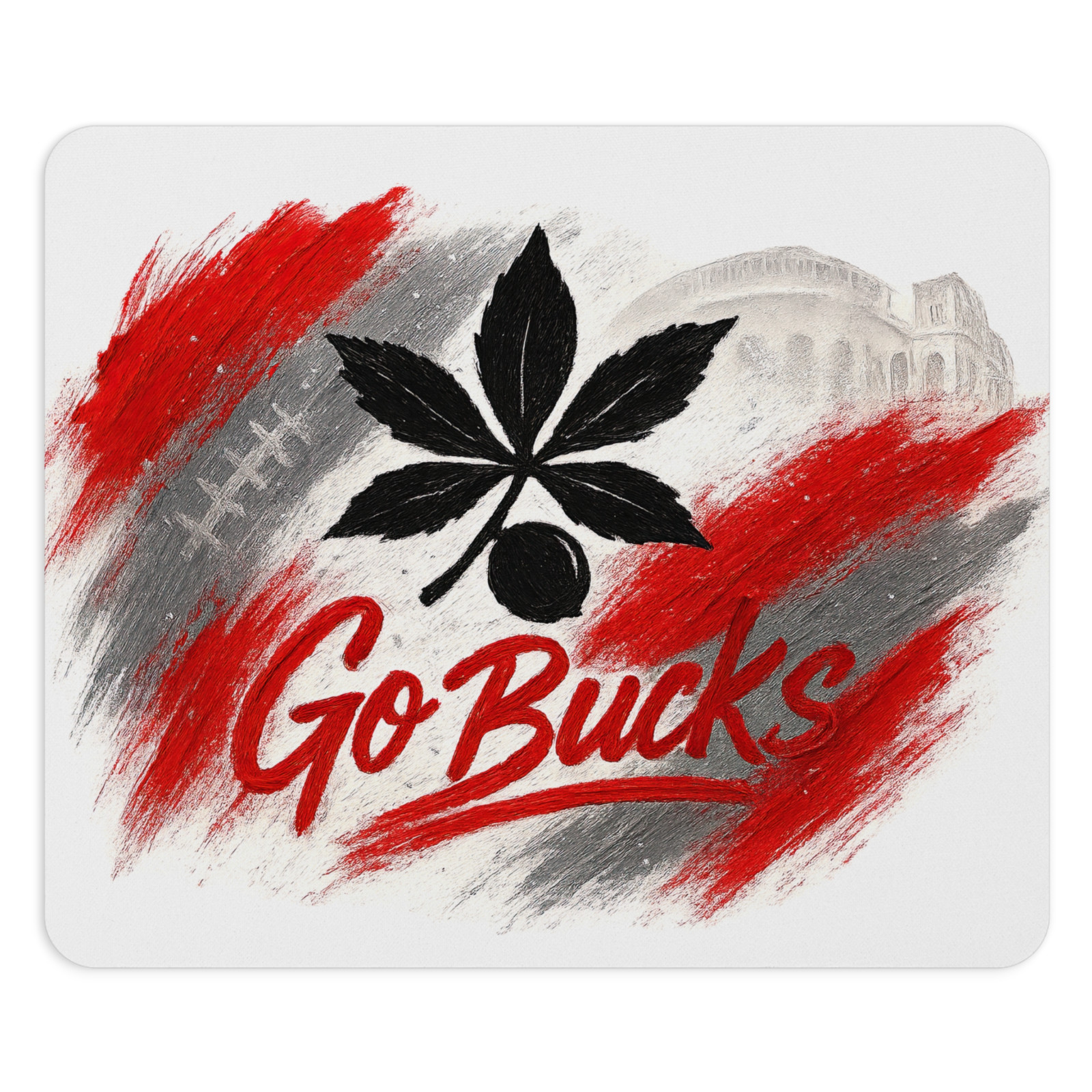 Ohio State Buckeyes Go Bucks Mousepad OSU Football Ohio Stadium Scarlet Gray Art