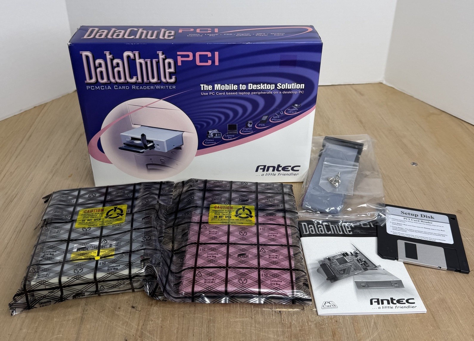 VTG ANTEC DATACHUTE PCI PCMCIA DUAL CARD READER WRITER DESKTOP RETRO PC NOS