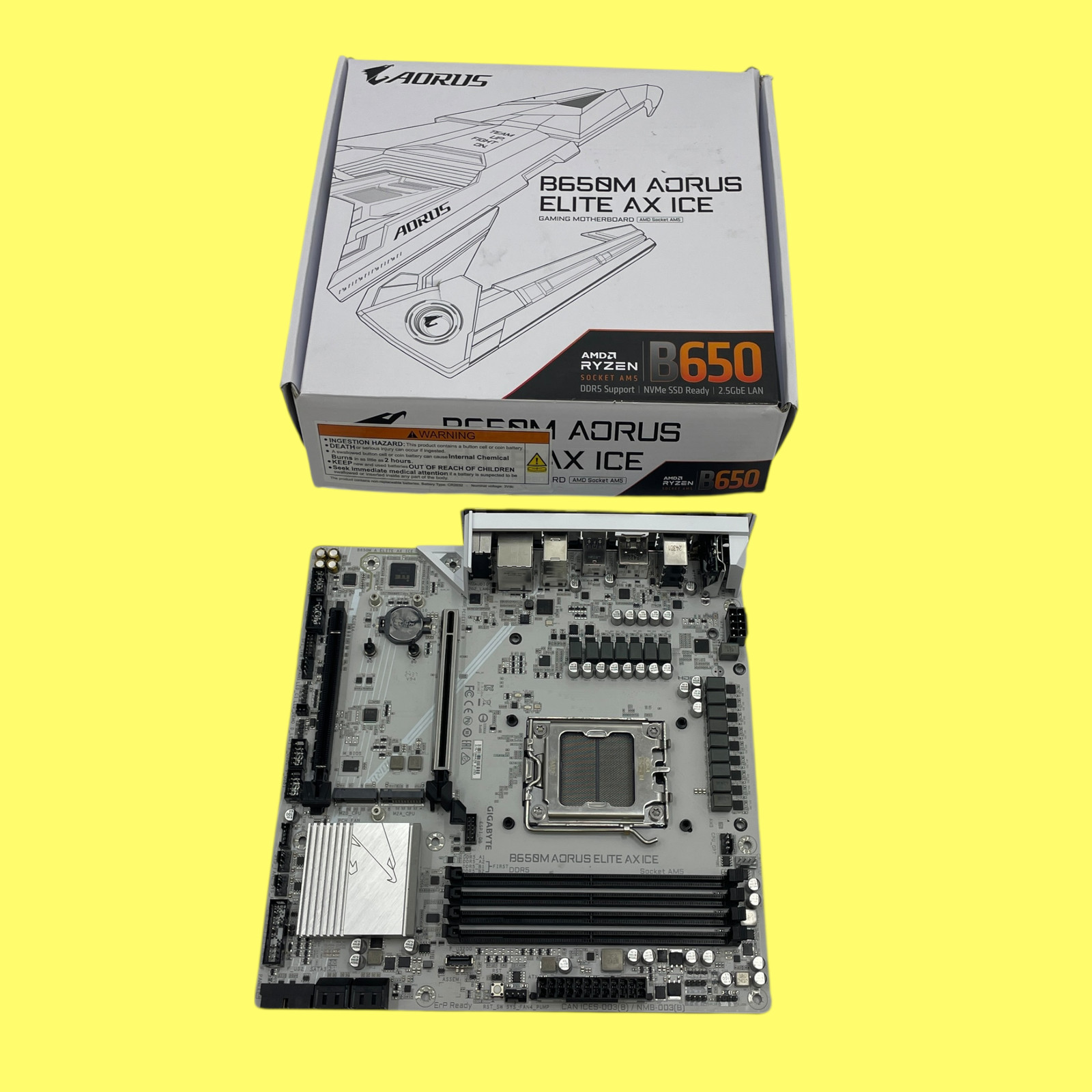 AS/IS Gigabyte B650M AORUS Elite AX Ice micro-ATX Motherboard #FP0321 (AR)