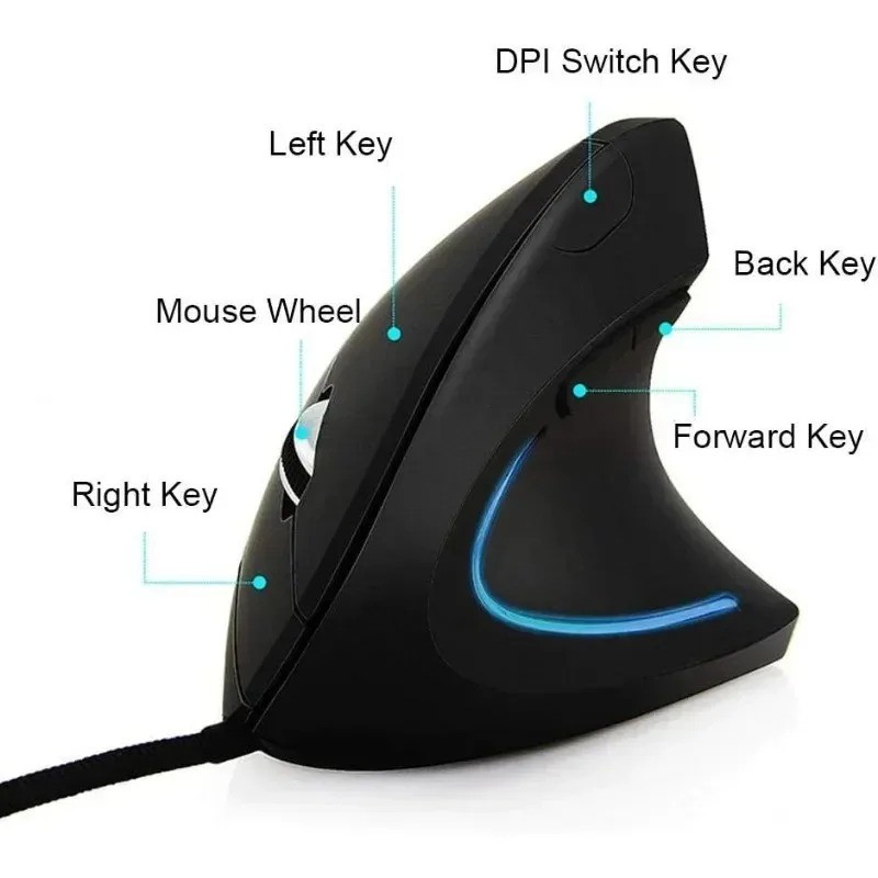 Ergonomic Vertical Wired RGB Gaming Mouse 3200 DPI USB Optical Mouse for PC
