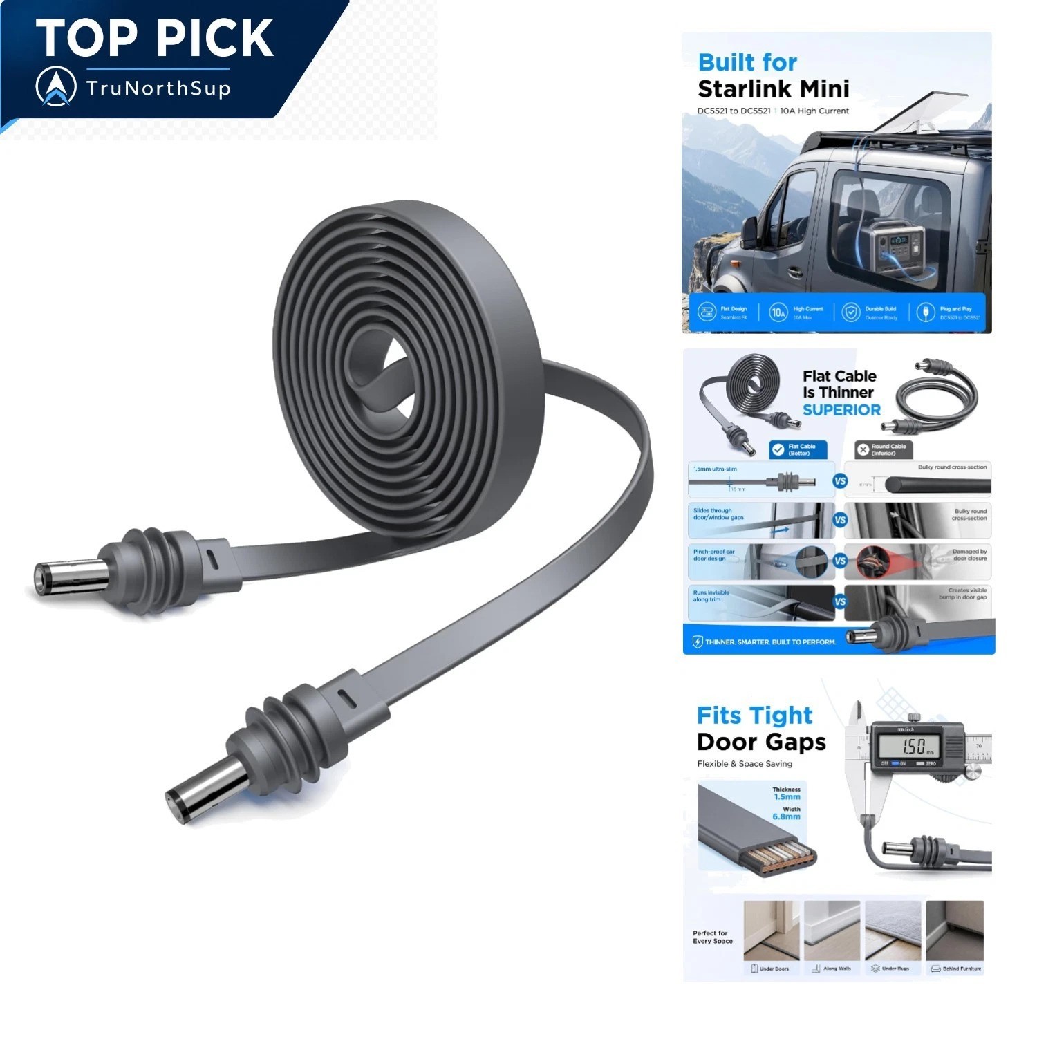 Starlink Mini DC Power Cable 10M 32.8ft Waterproof Indoor Outdoor Vehicle RV