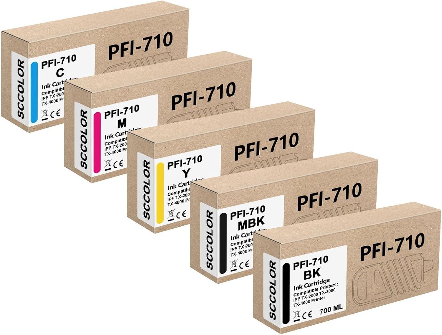 [5 Pack] Canon PFI-710 Pigment Ink Tank Bundle Replacement imagePROGRAF