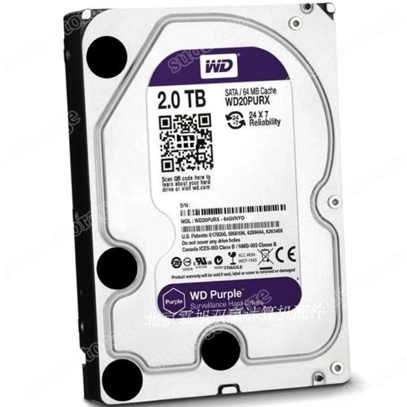 1PCS Western Digital Purple 2TB WD20PURX 5400 RPM 3.5 Inch Internal Hard Disk D