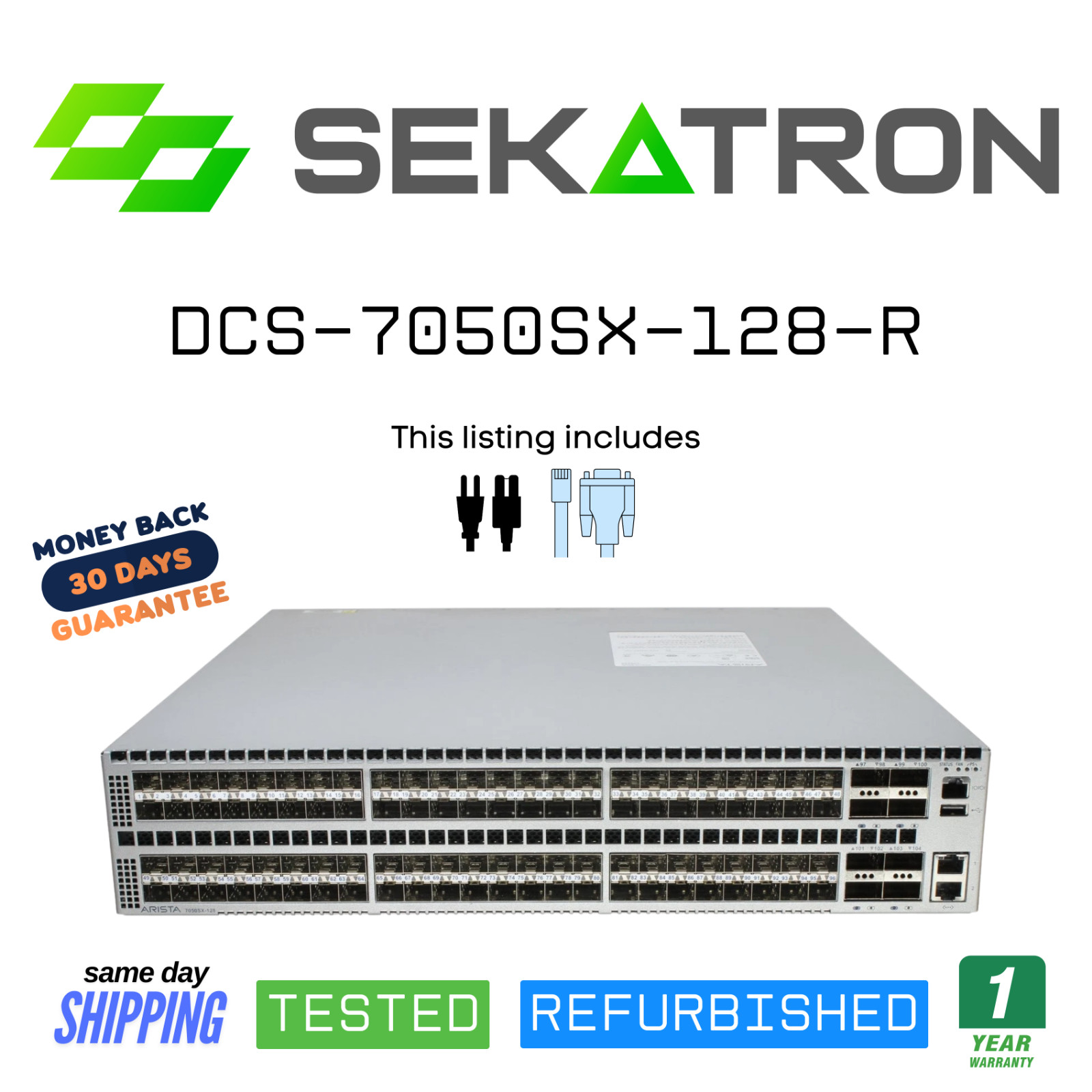 🔀 Arista DCS-7050SX-128-R • 96× 10GbE SFP+ • 8× 40GbE QSFP+ Dual PSU ⚡FastShip
