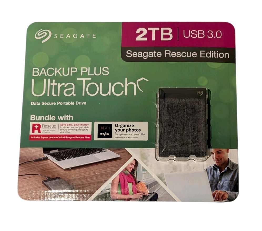 Seagate Backup Plus Ultra Touch Portable HD Drive 2TB Rescue Edition USB 3.0 NIB