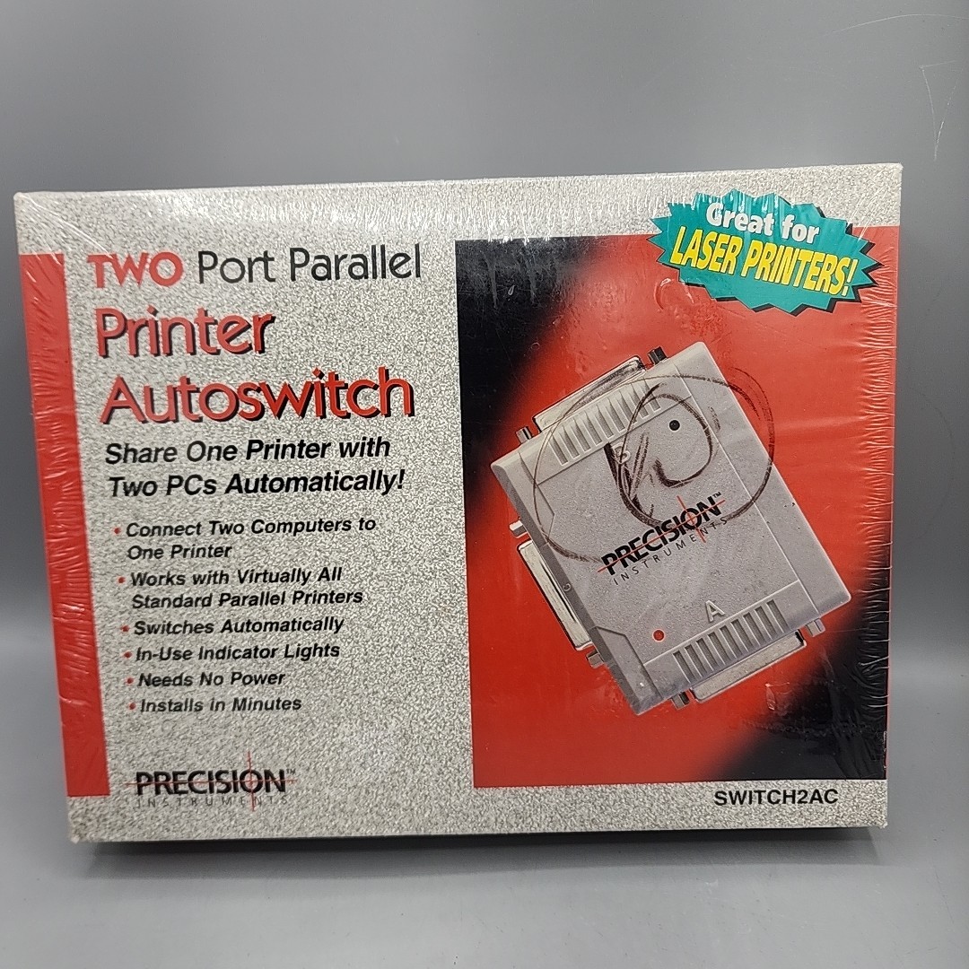 Precision Instruments Two Port Parallel Printer Autoswitch Gray SWITCH2AC Sealed